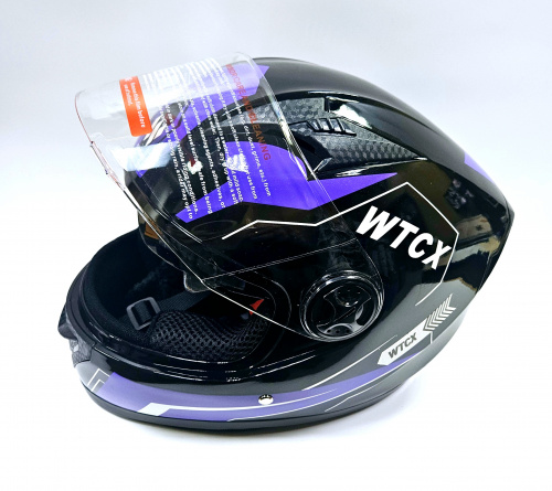 Мотошлем WTCX размер универсальный, цвет чёрно-фиолетовый Мотошлем WTCX размер универсальный, цвет чёрно-фиолетовый