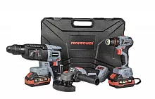 Набор акк.бесщеточ 3в1 PROFIPOWER PrrofiSetr-3E18 (Li-ion-2шт,набор головок ,4,0Ач,З/У, кейс) E0247