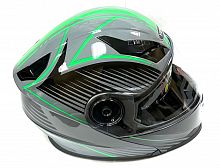 Мотошлем YEMA  M" YM-927 чёрно-серо-зелёный