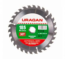Диск пильный по дереву, 185х20мм 30Т, URAGAN 36801-185-20-30