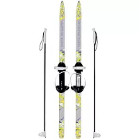 Лыжи подрост. "Ski-Race" 140см лыжи/105см палки,универс.крепления,с палками "Цикл" серые